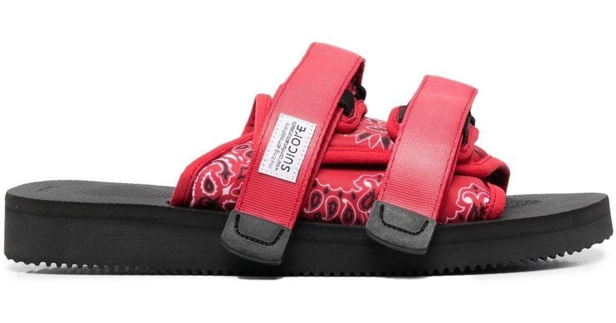 Suicoke Side Logo-patch Detail Slides in Red | Lyst