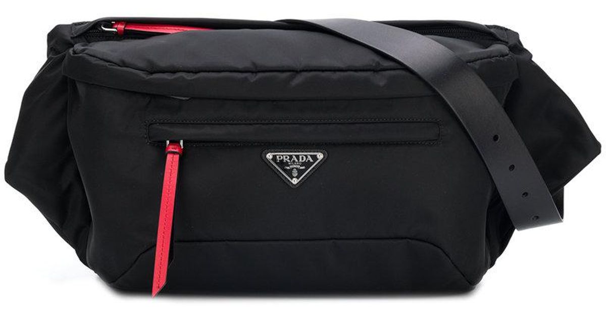 Prada Leather Vela Belt Bag in Black - Lyst