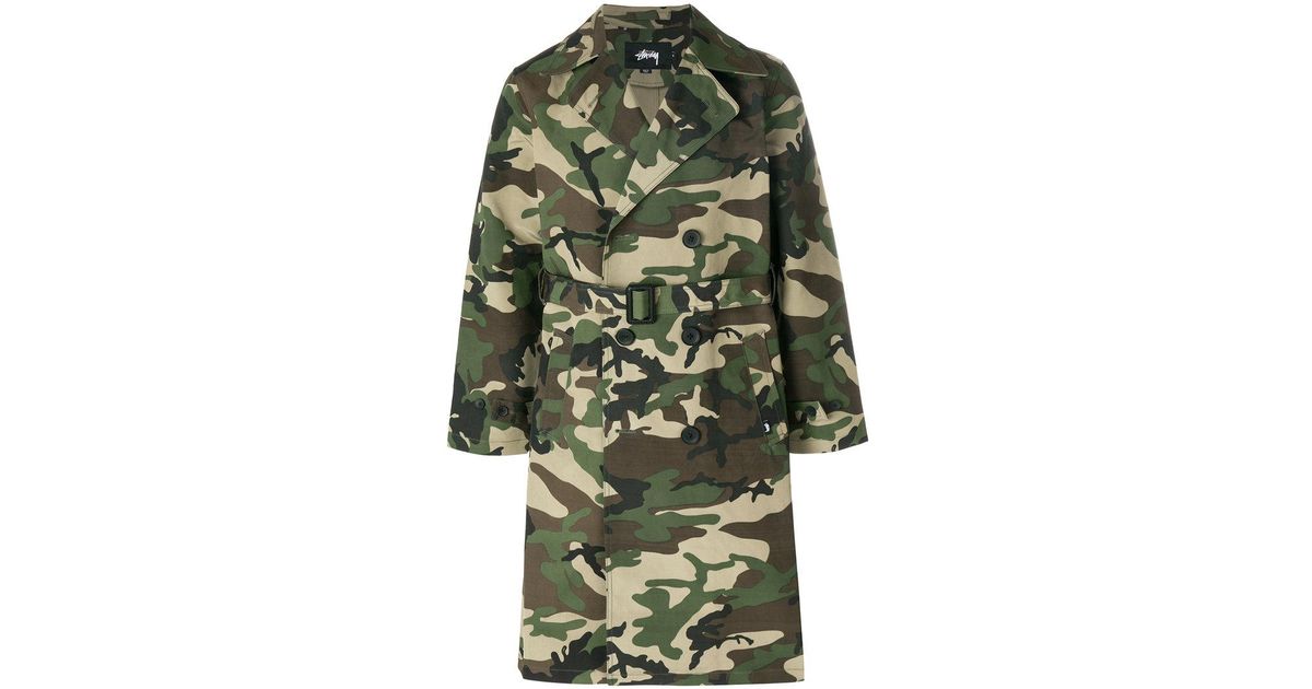 long camo trench coat