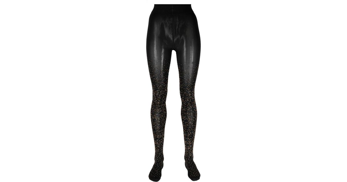 Wolford Crystalembellished Matrix Tights in Black Lyst