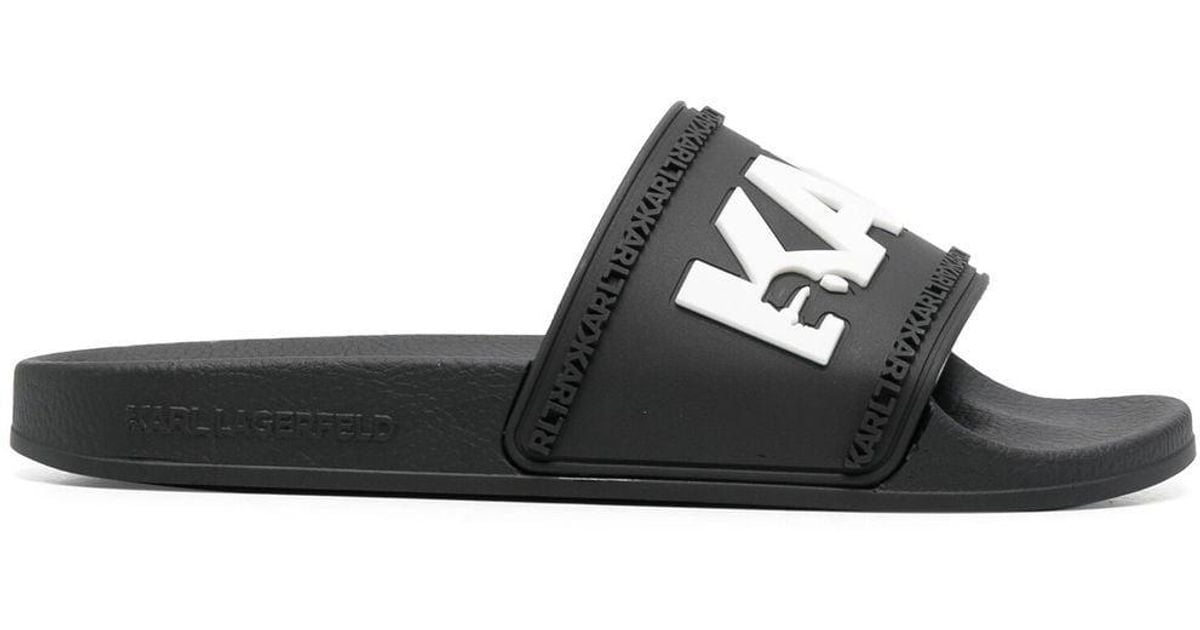 Karl Lagerfeld Kondo Logo-print Slides in Black | Lyst UK