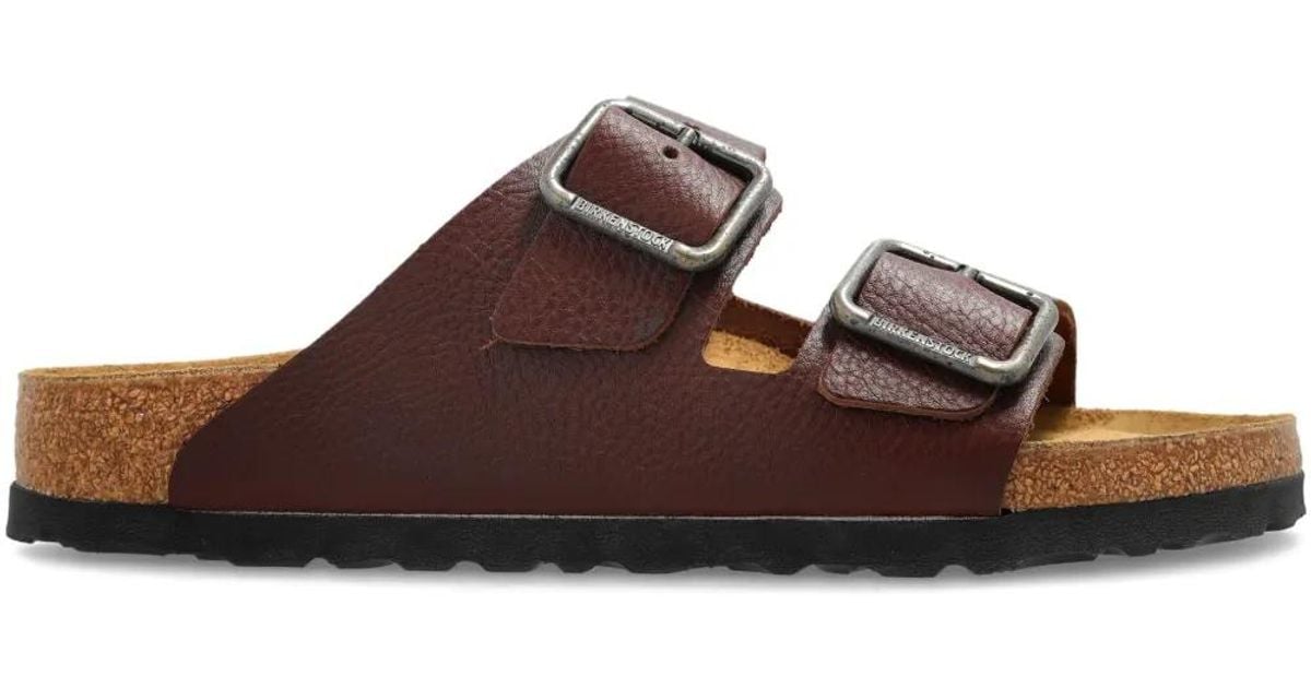 Birkenstock Men\'s Double-Buckle Brown Leather Slide Sandals Birkenstock Brown Slide Sandals for Men for sale | eBay main image 2