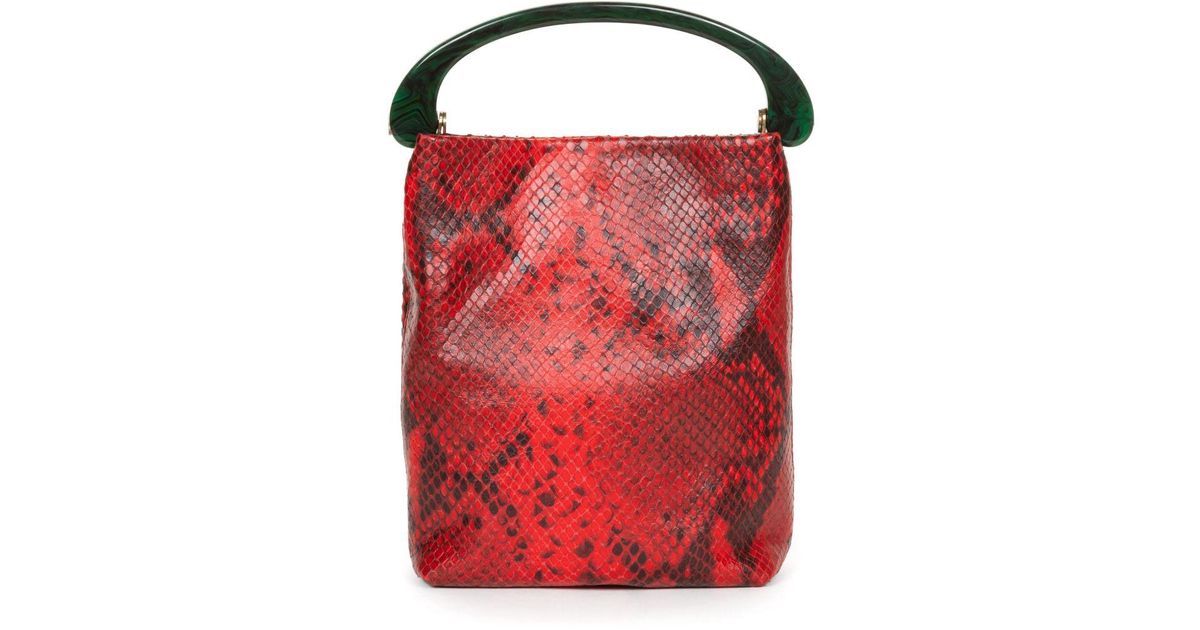 【DRIES VAN NOTEN】SS25 装飾 マイクロバッグ Red 送料関税込 Dries Van Noten Snakeskin-Print Mini Bag in Red | Lyst UK