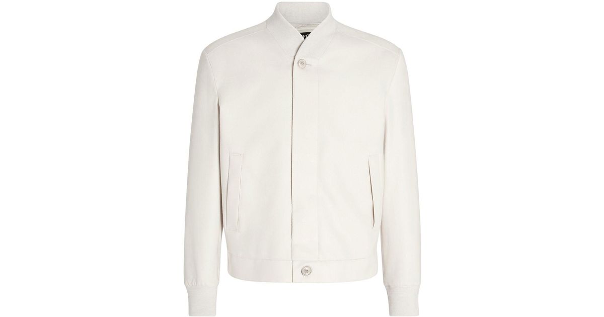Zegna Button-down Fastening Bomber Jacket in White for Men | Lyst