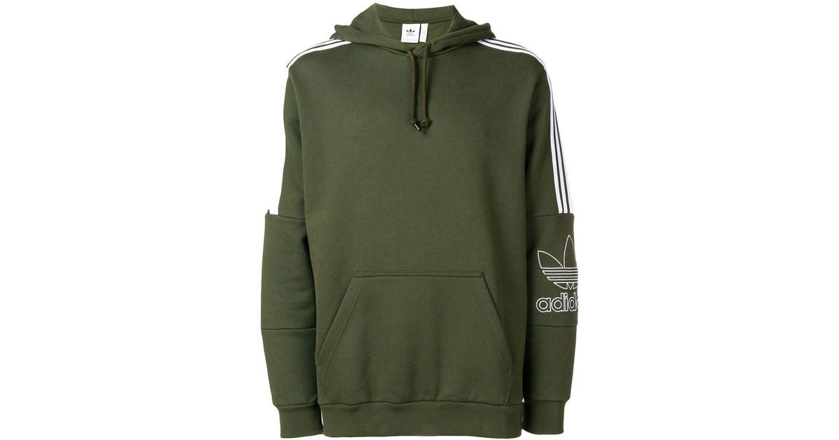 adidas Cotton Outline Hoodie in Green 