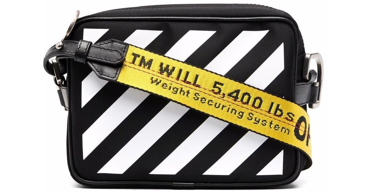 Off-White ボディバッグ ブラック ストライプ OFF-WHITE Binder Clip Bag SS22 Mini Diag Stripe Black White Yellow