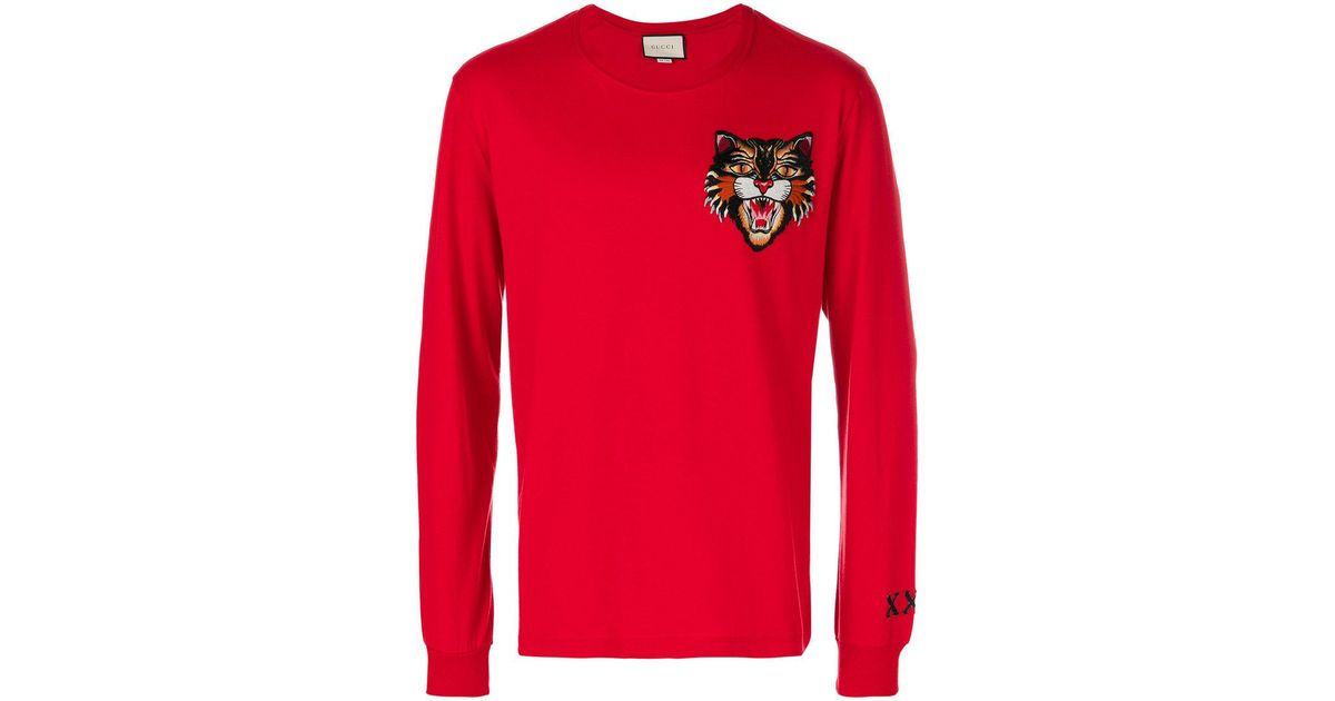 red gucci long sleeve shirt