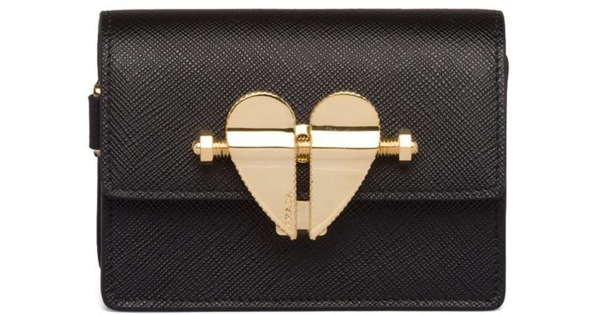 Prada Leather Heart Clasp Mini Bag in Black Lyst Canada