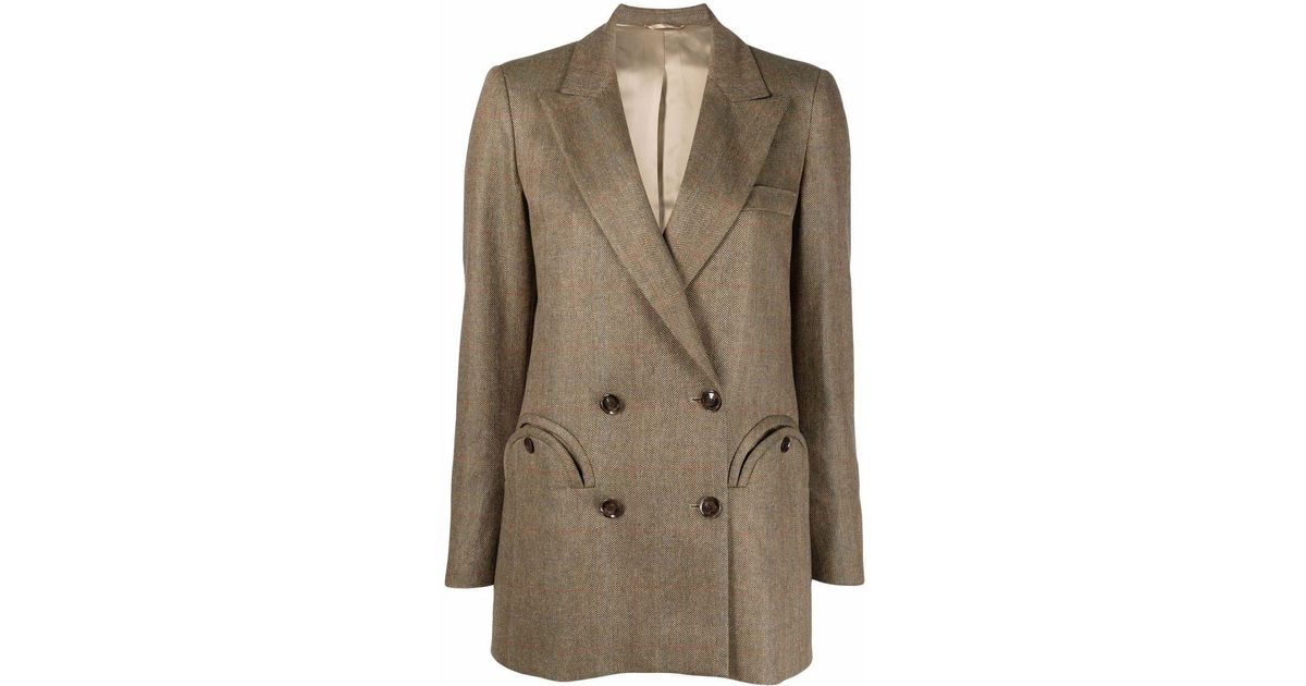 Blazé Milano Silk Anna Herringbone Blazer in Brown | Lyst Canada