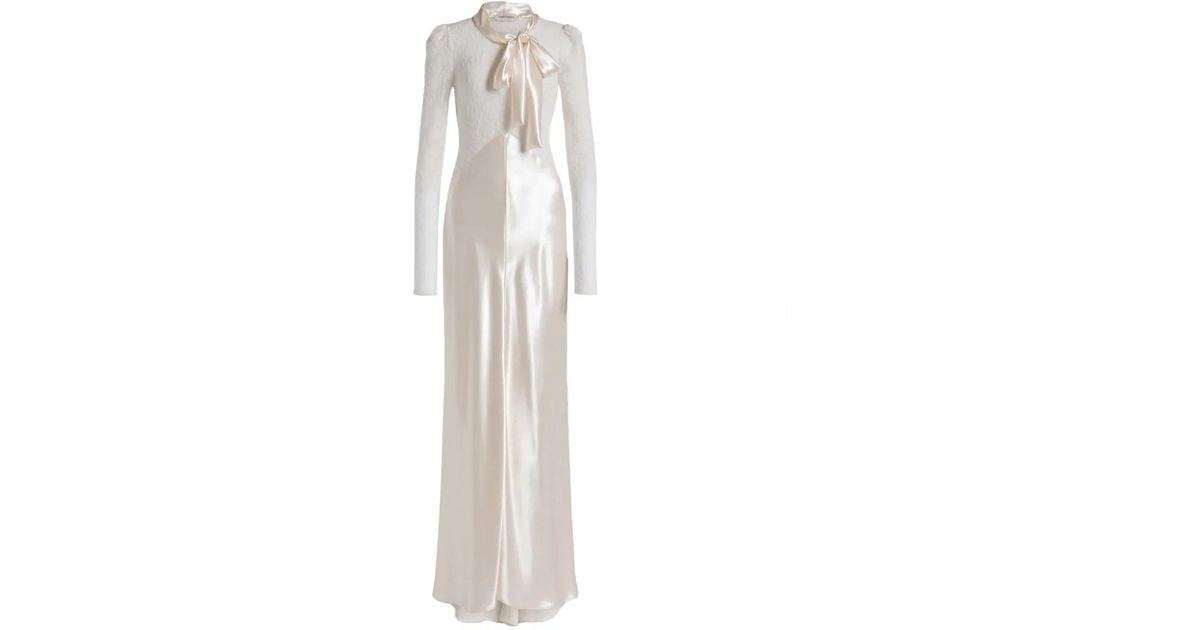 Alberta Ferretti Lace Maxi Dress in White | Lyst