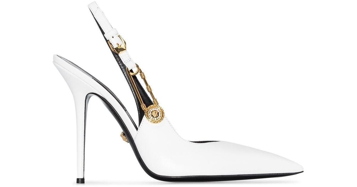 Versace Safety Pin Pumps in White | Lyst