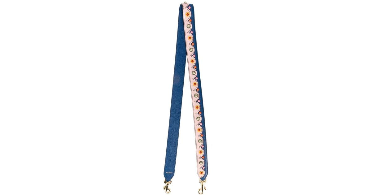 Abrasive prototype Feeling Dolce & Gabbana Leather Studded Bag Strap in Blue | Lyst