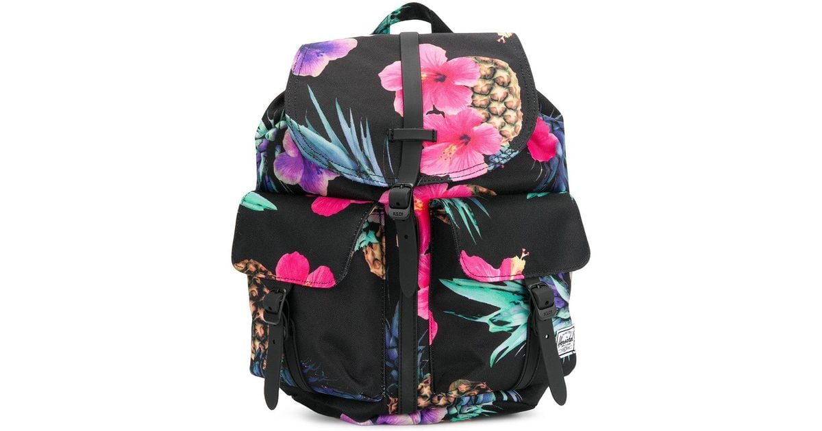 herschel black floral backpack