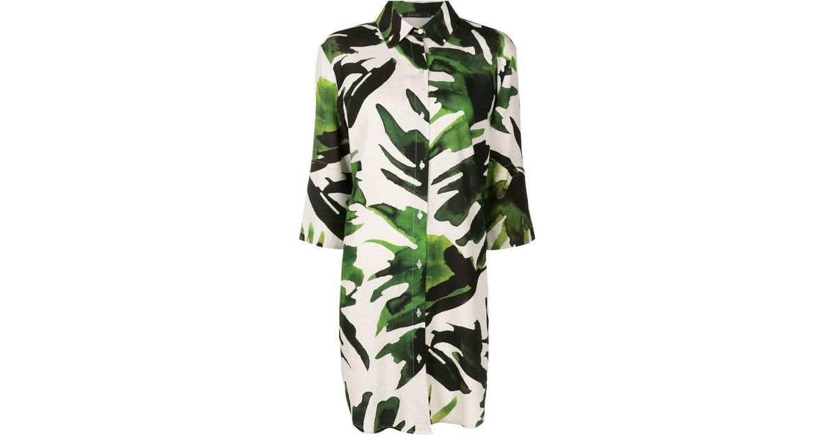 Lenny Niemeyer Palm Tree-print Shirtdress in Green | Lyst