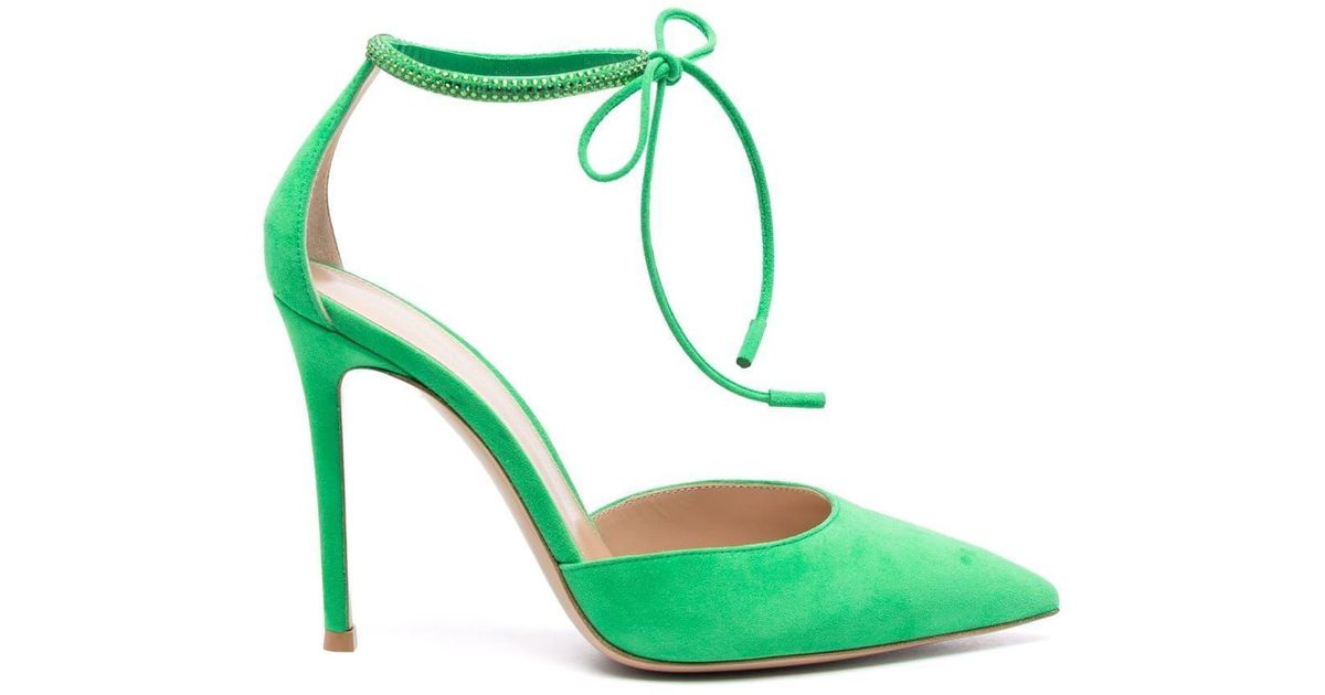 Gianvito Rossi Montecarlo D'orsay 105mm Pointed Pumps in Green | Lyst
