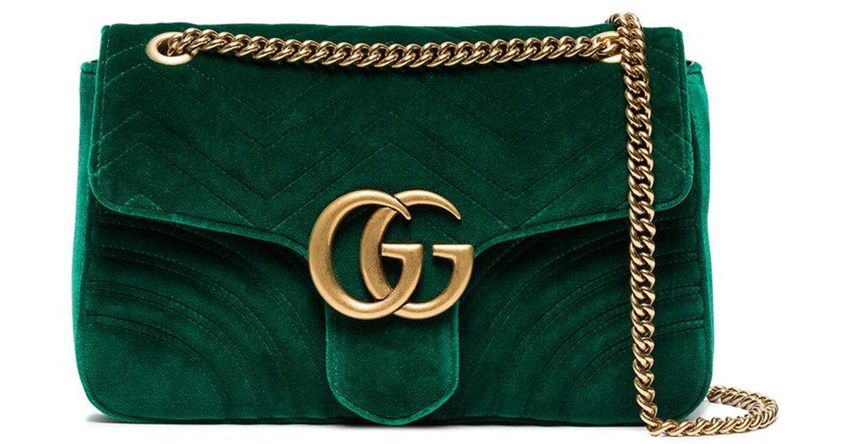 Gucci Green Marmont Velvet Shoulder Bag | Lyst Canada