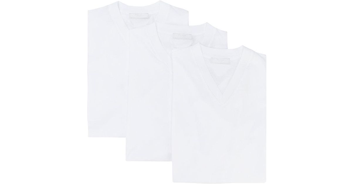 prada white t shirt 3 pack