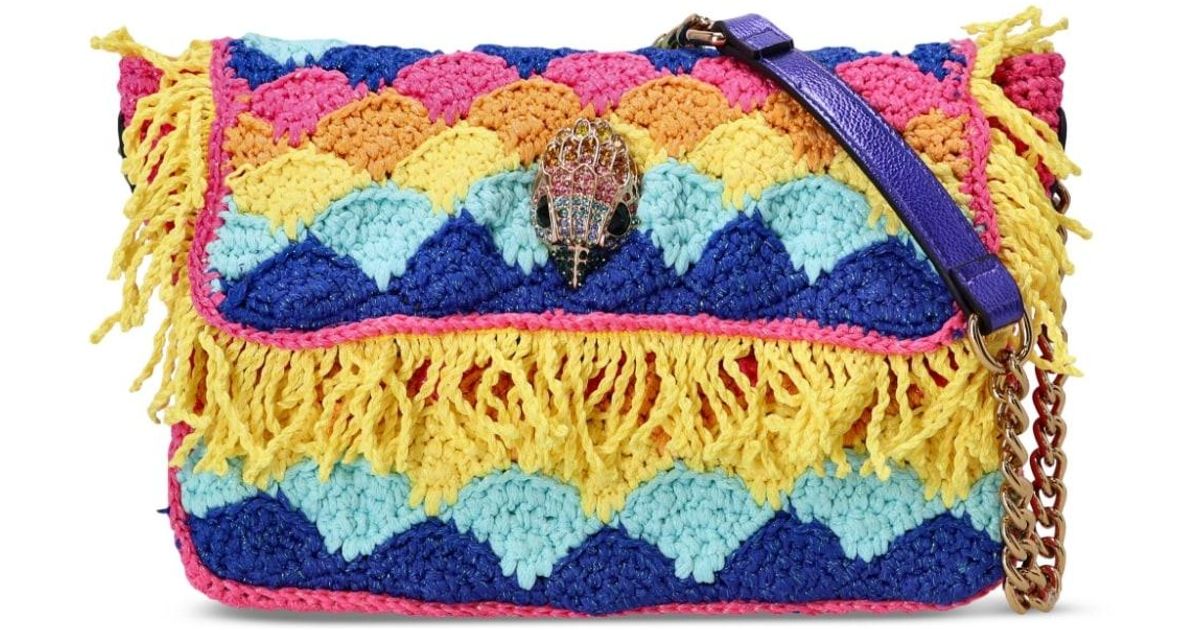 Kurt Geiger Crochet Kensington Print Shoulder Bag in Blue | Lyst