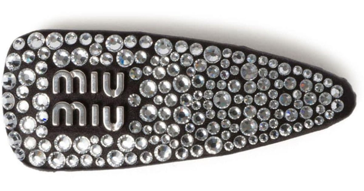 Miu Miu Duchesse Crystal-embellished Hair Clip in Black | Lyst display picture 3