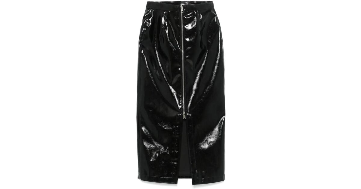 MSGM Patent Midi Skirt in Black | Lyst
