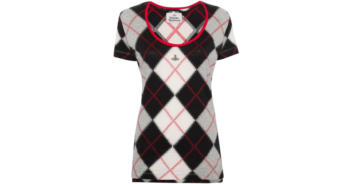 Vivienne Westwood Lollo Argyle-pattern T-shirt in Black | Lyst