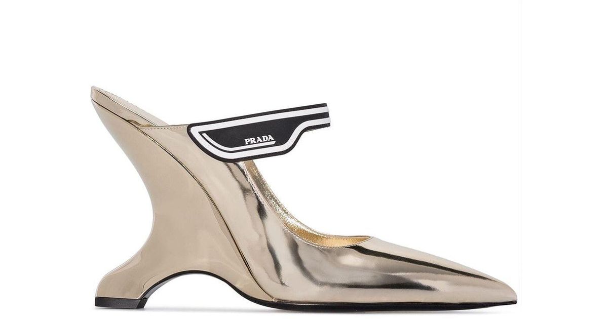 Prada metallic leather mules 2025