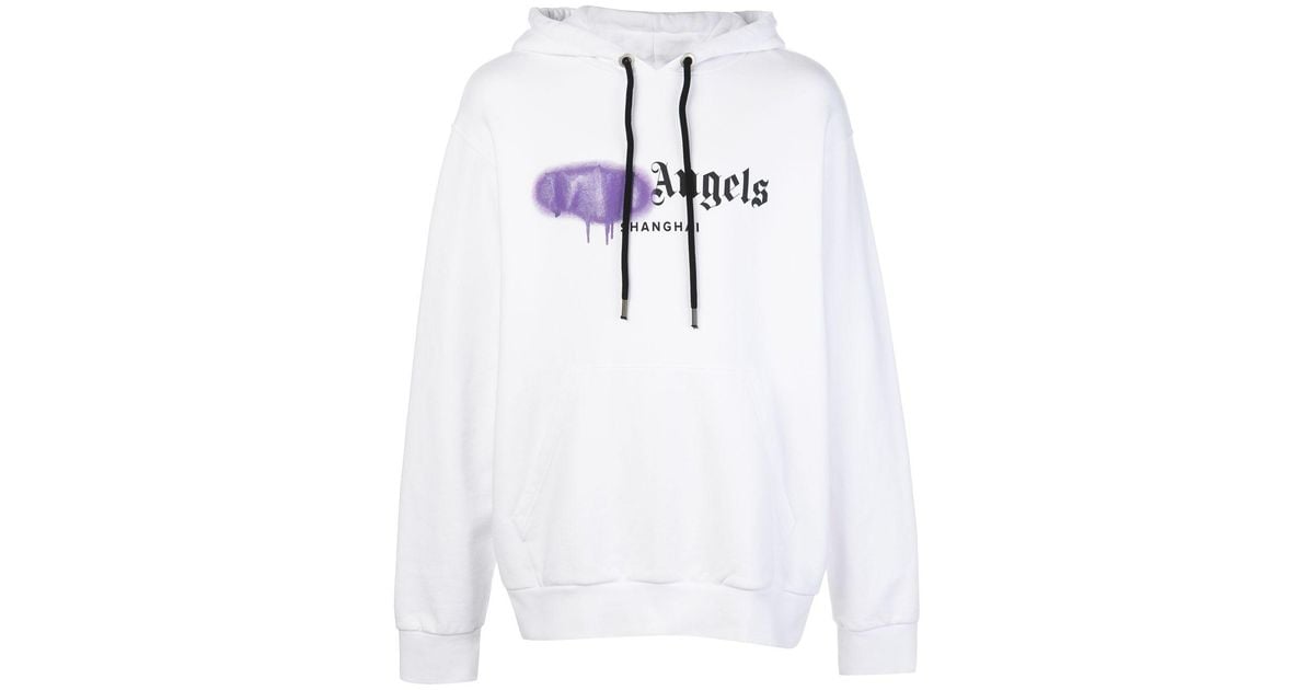 Palm Angels palm-print paint-splatter effect hoodie - Black