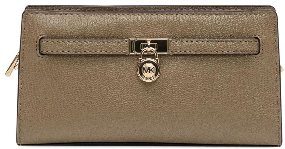 Michael Hamilton Lock In MICHAEL Michael Kors Hamilton Chain-strap Lock Clutch in Brown | Lyst