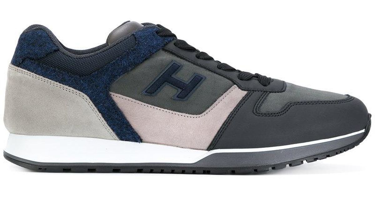 Hogan Leather Panelled Sneakers in Blue for Men - Lyst