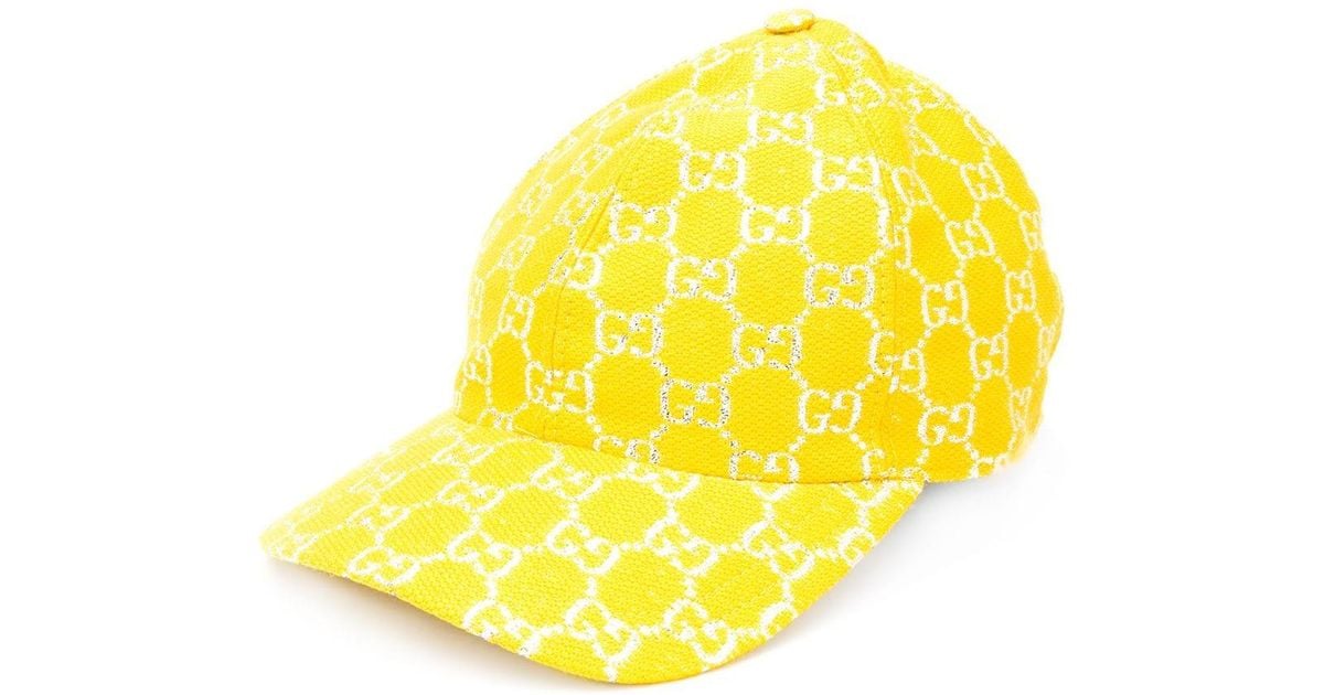 Gucci GG Supreme Canvas Baseball Cap in Yellow | Lyst