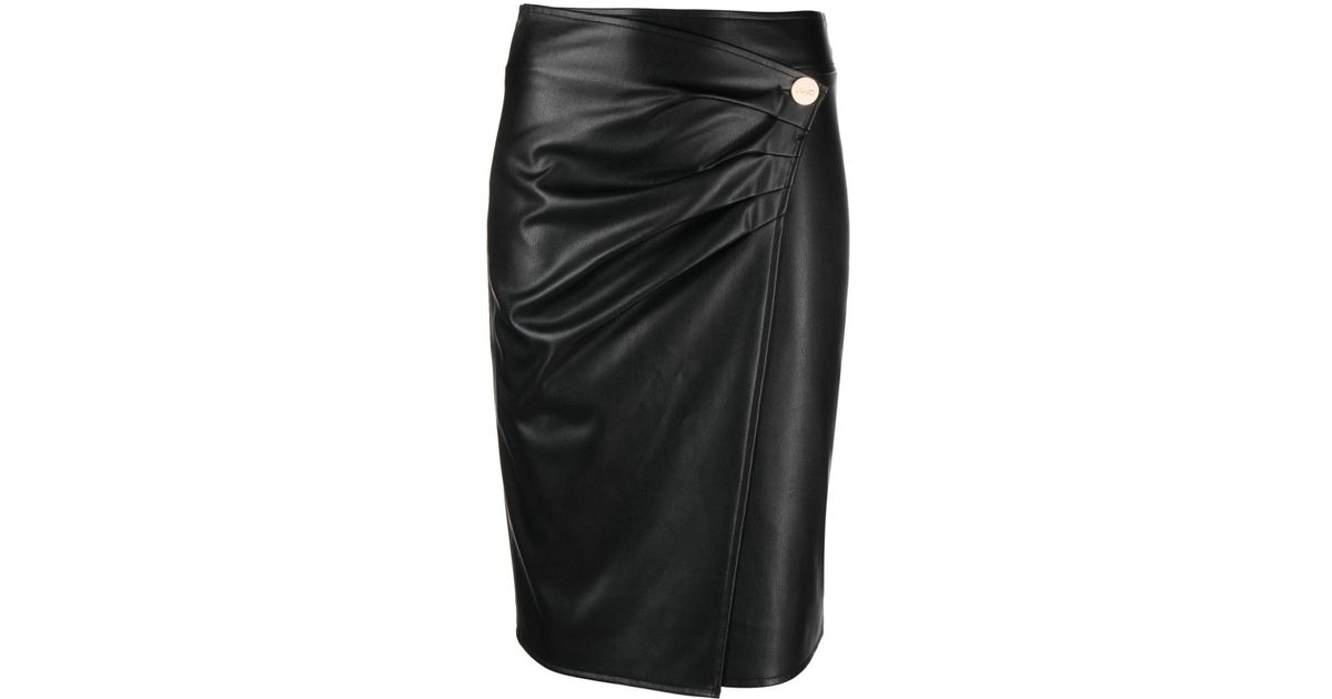 Liu Jo Wrap-design Pencil Skirt in Black | Lyst