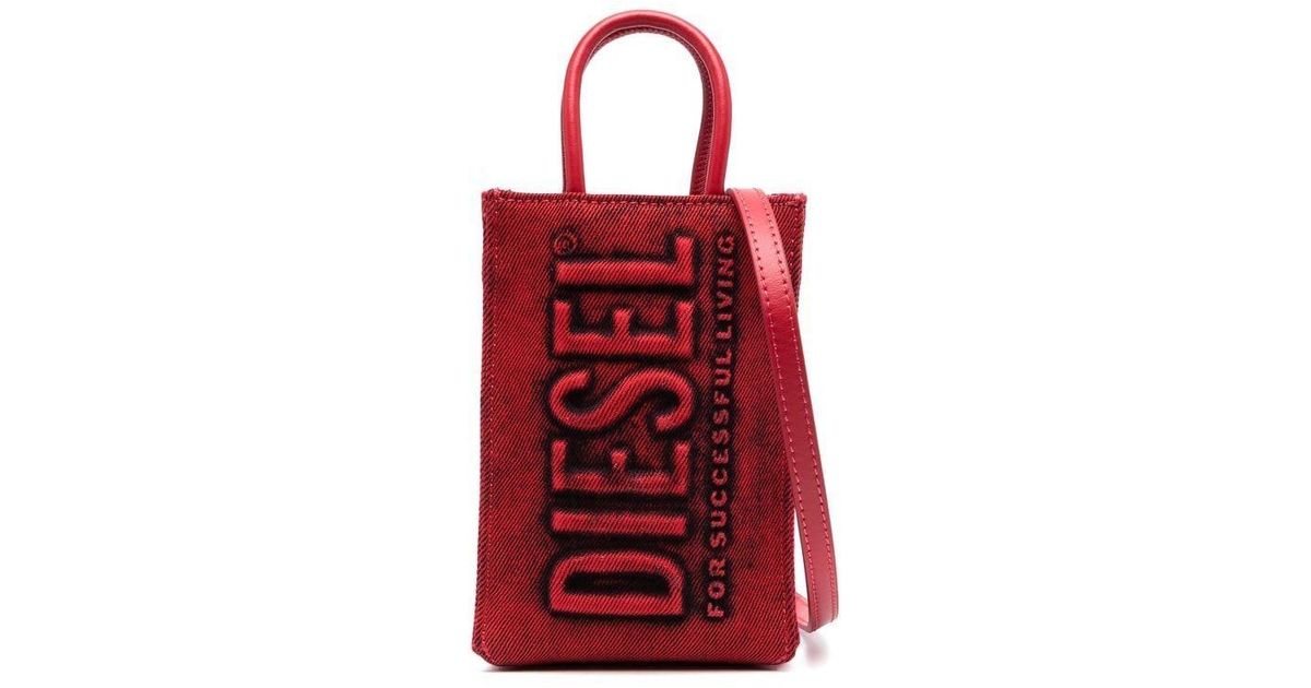 DIESEL Stonewashed Logoprint Tote Bag in Red Lyst Canada