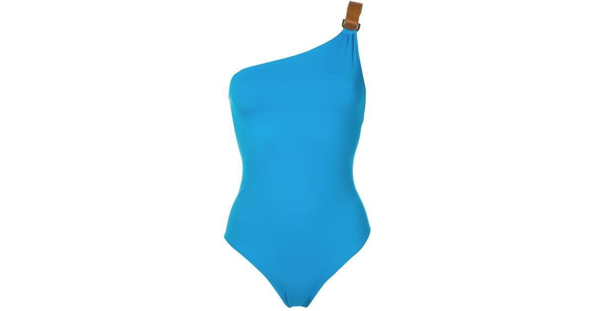 Lenny Niemeyer One-shoulder Belt-detail Swimsuit in Blue | Lyst