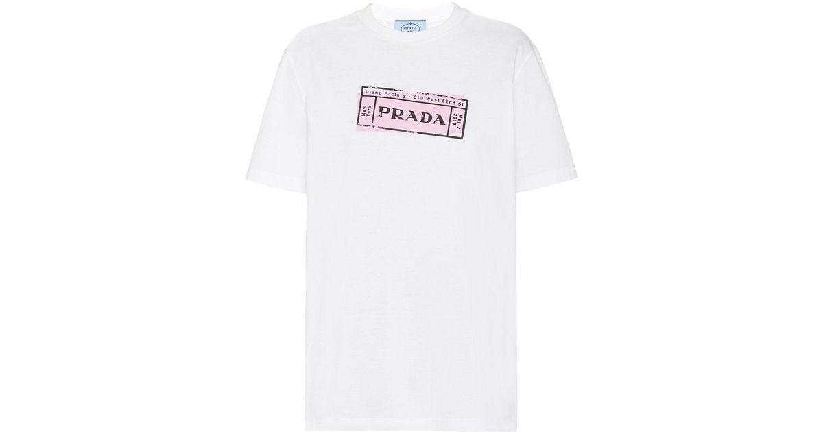 Prada Logo Ticket T-shirt in White | Lyst