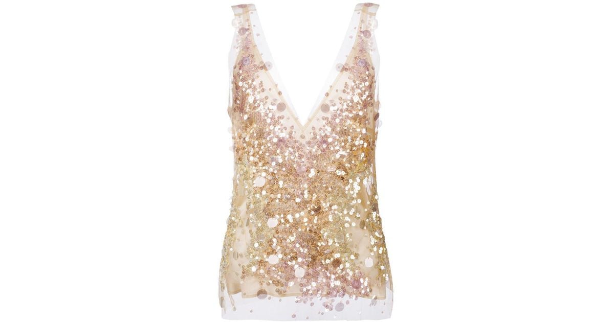 gold sequin v neck top