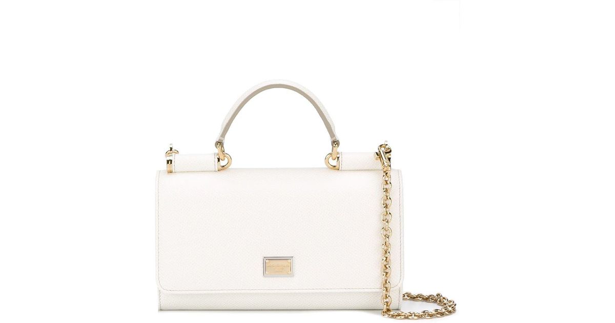 Dolce & Gabbana Leather Mini Von Wallet Crossbody Bag in White - Lyst