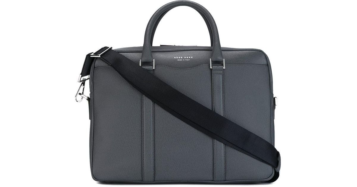 BOSS by HUGO BOSS Leather 'signature S Doc' Briefcase in Grey (Grey ...