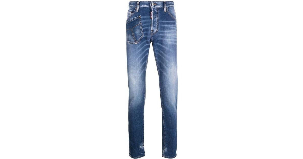 Uomo Abbigliamento da Jeans da Jeans dritti Jeans crop con effetto vissutoDSquared² in Denim da Uomo colore Blu 