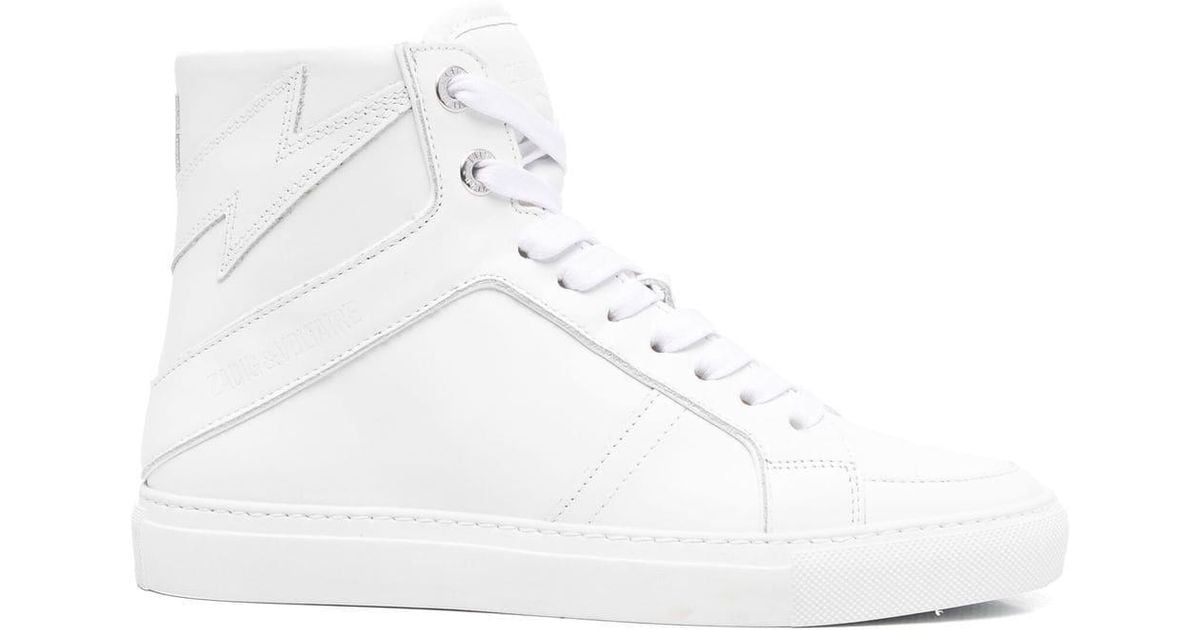 Zadig & Voltaire Flash High-top Leather Sneakers in White | Lyst UK
