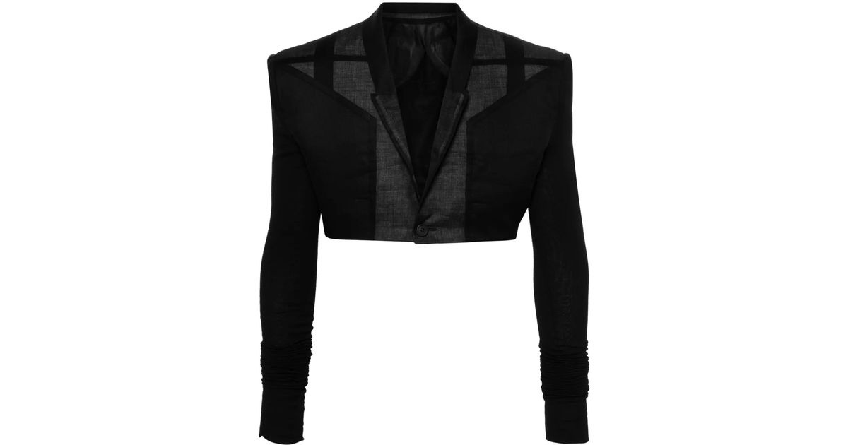 Rick Owens Cobra Micro Tatlin Cropped Blazer in Black for