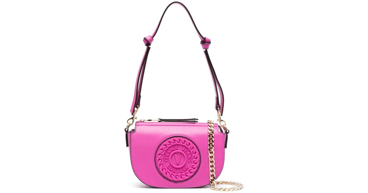 Versace Jeans Couture Logoembossed Chainlink Shoulder Bag in Pink Lyst