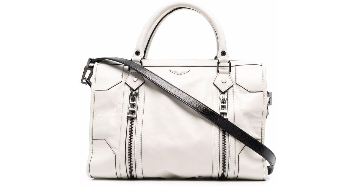 Produktiv høj kuffert Zadig & Voltaire Sunny Medium Leather Tote in White | Lyst