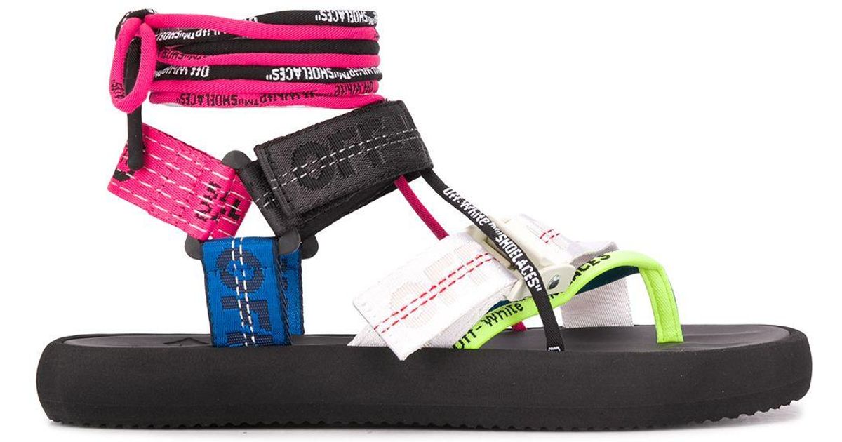 off white multi strap micro sandals