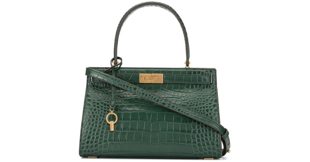 Tory Burch Croc Embossed Handbag in Green Lyst