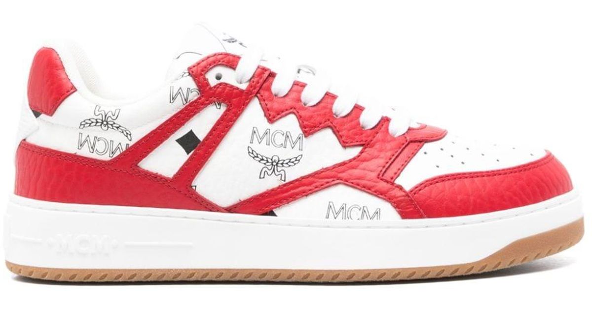 Red mcm sneakers deals