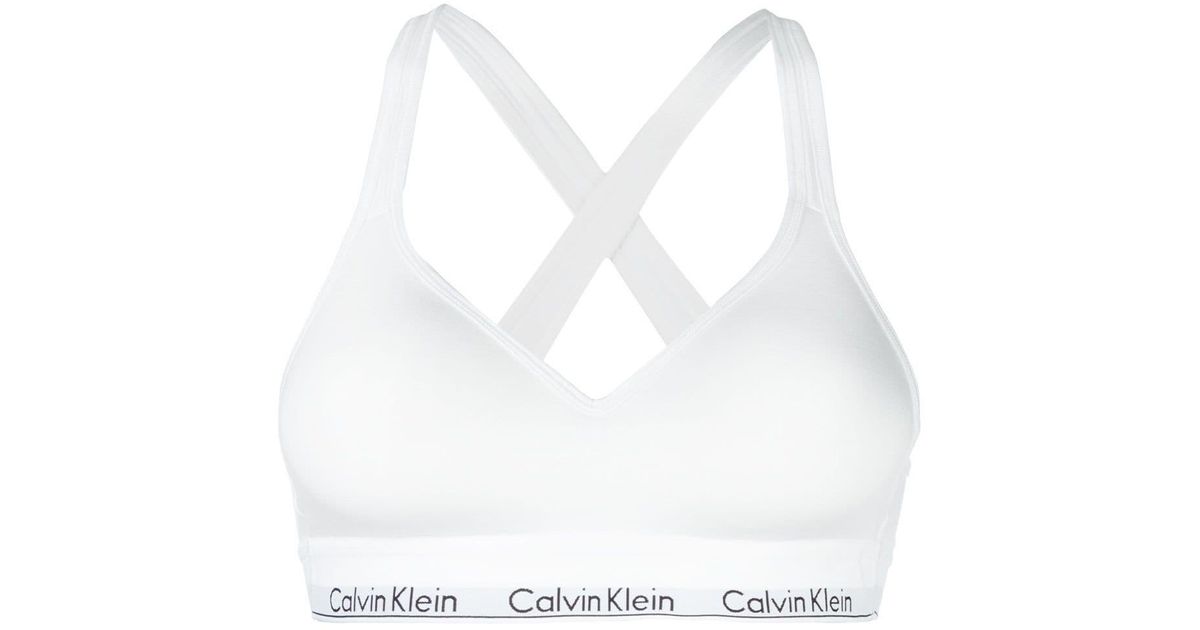 Calvin Klein Criss Cross Back Bra in White | Lyst UK