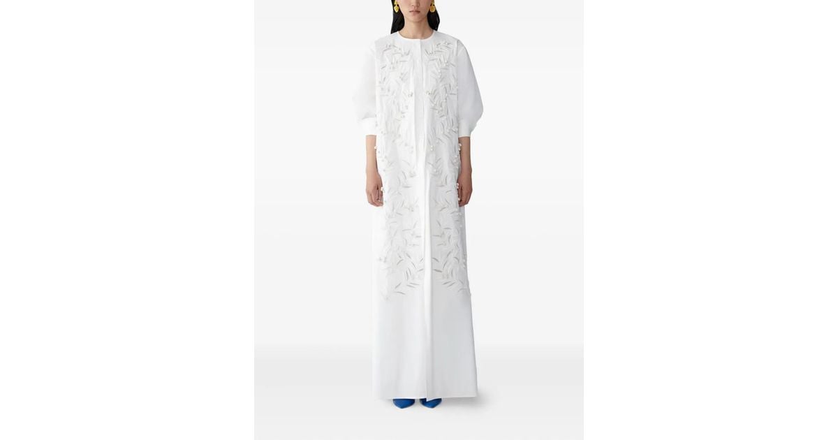 Carolina Herrera Embroidered Button-Front Gown in White | Lyst UK