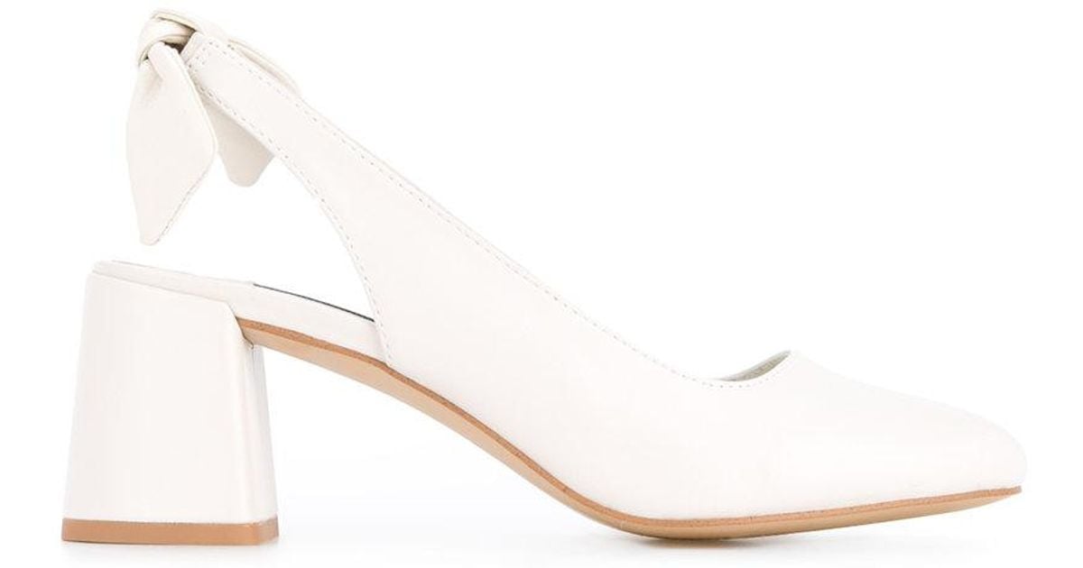 white slingback block heel