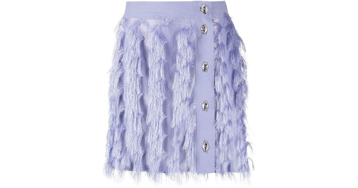 Ganni Fringed-effect Skirt in Purple | Lyst