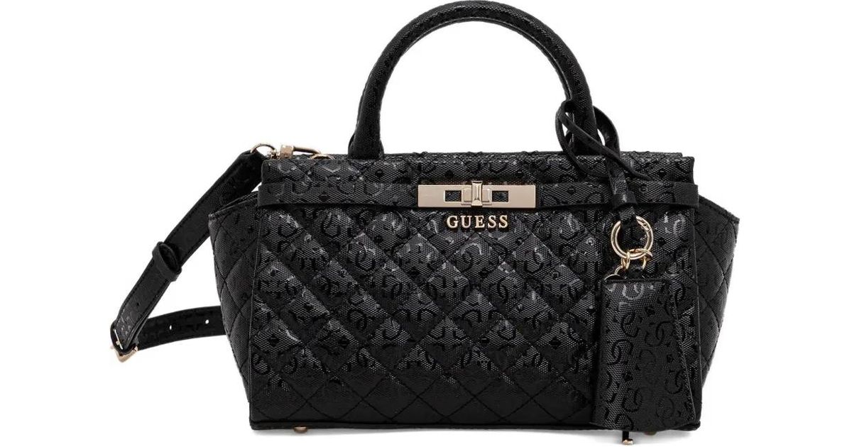 Guess Quilted Logo-Pattern Tote Bag in Black | Lyst